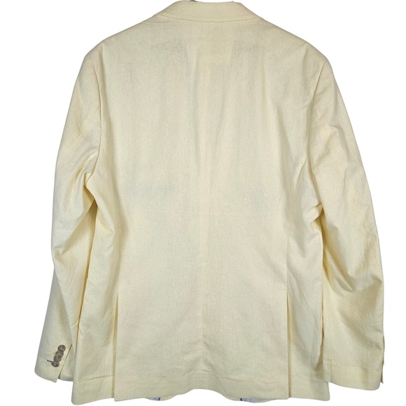Tailorbyrd 2 button linen blend sports coat blazer preppy, yellow, size 42L - Picture 2 of 4